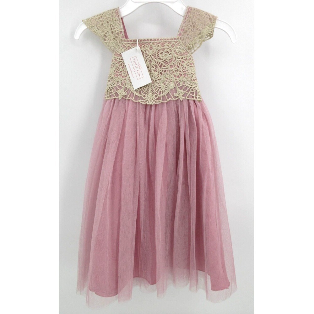 THINK PINK BOWS Boutique Dress Christening Gown  Infant Girl Size 1 (12 Mo)‎